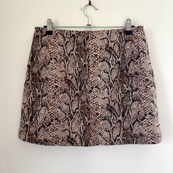 Reformation Jaime Snake Skin Print Mini Skirt in Brown - Picture 5 of 6
